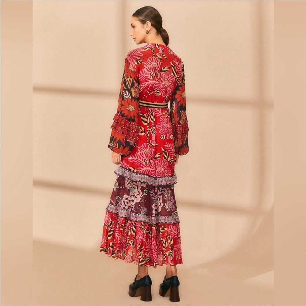 Farm Rio: Mixed Floral Prints Long Sleeve Maxi Dress - Picture 12 of 13